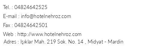Kasr Nehroz Hotel telefon numaralar, faks, e-mail, posta adresi ve iletiim bilgileri